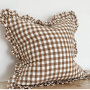Matilda Brown Gingham Ruffle Cushion Covers