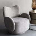 Upholstered Swivel Chair in Neutral Brown