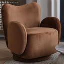 Upholstered Velvet Swivel Chair Soft Caramel - Libra Interiors