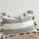 Fleur Washed Teal Stripe Ruffled Cushion 50x30cm
