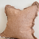 Washed Rust Linen Cushion Cover with Ruffled Edge