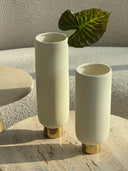 Blanche White and Gold Small Pedestal Vase