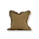 Jemima Olive Ruffle Linen Cushion Cover 53x53cm