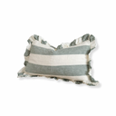 Fleur Washed Teal Stripe Ruffled Cushion 50x30cm