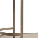 Decorative bar cart with aged gold frame and white marble shelf