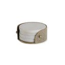 Set of four white marble coasters in aged gold case