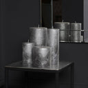 Black and Metallic Silver Ombre Pillar Candle 10x10cm