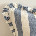 Celeste Blue Wide Stripe Ruffle Cushion Cover 45x45cm