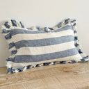 Celeste Blue Wide Stripe Ruffle Cushion Cover 50x30cm
