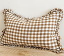 Matilda Brown Gingham Ruffle Cushion 50x30cm