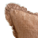 Washed Rust Linen Cushion Cover with Ruffled Edge