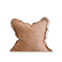 Washed Rust Linen Cushion Cover with Ruffled Edge