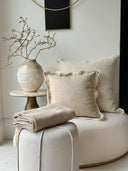 Lola Greige Scalloped Edge Cushion Cover 45x45cm
