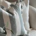 Fleur Washed Teal Stripe Ruffled Cushion 45x45cm