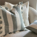 Fleur Washed Teal Stripe Ruffled Cushion 45x45cm