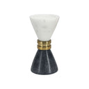 Fluid Home Interiors - Black and White Marble Candle Holders with Brass Trim - Libra Interiors