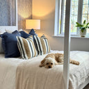 Robin Navy & Brown Stripe Linen Cushion Cover 45x45cm