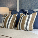 Robin Navy & Brown Stripe Linen Cushion Cover 45x45cm