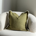 Lola Olive Scalloped Edge Cushion Cover 45x45cm