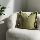 Lola Olive Scalloped Edge Cushion Cover 45x45cm