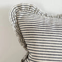 Midnight Navy Stripe Ruffle Cushion Cover 80x30cm