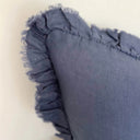 Navy blue cushion cover with ruffle detailing