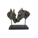 Nuzzling Bay Horse Heads Sculpture