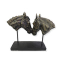 Nuzzling Bay Horse Heads Sculpture