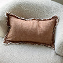 Autumn Rust Linen Cushion Cover with Ruffled Edge