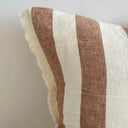 Washed Rust Wide Stripe Cushion Cover with Frayed Edge Detailing