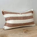 Washed Rust Wide Stripe Cushion Cover with Frayed Edge Detailing