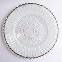 Fluid Home Interiors - Vintage Lace Clear Glass Charger Plate - Silver Rim