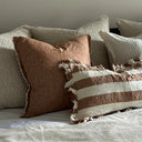 Washed Rust Linen Cushion Cover with Frayed Edge