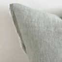 Washed Teal Linen Cushion Cover with a Frayed Edge