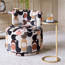 Small round side table with black marble top and aged gold metal frame. 