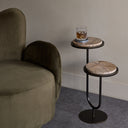 Two-tiered Marble Accent Table in Forest Brown