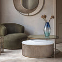 Fluid Home Interiors - Aged Gold Set of 2 Marble Nesting Coffee Tables - Libra Interiors