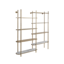 Aged Gold Marble Shelving Unit with Tinted Glass