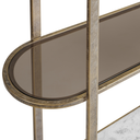Aged Gold Marble Shelving Unit with Tinted Glass