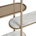 Aged Gold Marble Shelving Unit with Tinted Glass