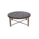 Round Black Sandblasted Wood and Champagne Frame Coffee Table