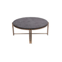 Round Black Sandblasted Wood and Champagne Frame Coffee Table