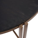Round Black Sandblasted Wood and Champagne Frame Coffee Table