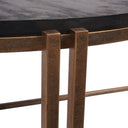 Round Black Sandblasted Wood and Champagne Frame Coffee Table