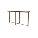 Black Sandblasted Wood and Champagne Frame Console Table