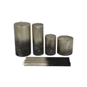 Fluid Home Interiors black and metallic gold ombre wax pillar candle 7x19cm
