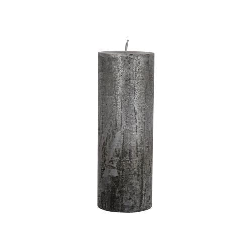 Black and Metallic Silver Ombre Pillar Candle 7x19cm Fluid Home Interiors
