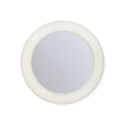 Round bone inlay wall mirror with lustrous mother of pearl effect finish