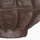 Rounded brown ceramic vase with faceted surface for modern interiors