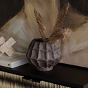 Large textured ceramic vase in rich matte brown finish